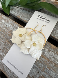 Floral Hoop Earrings in Ivory - Two Sizes
