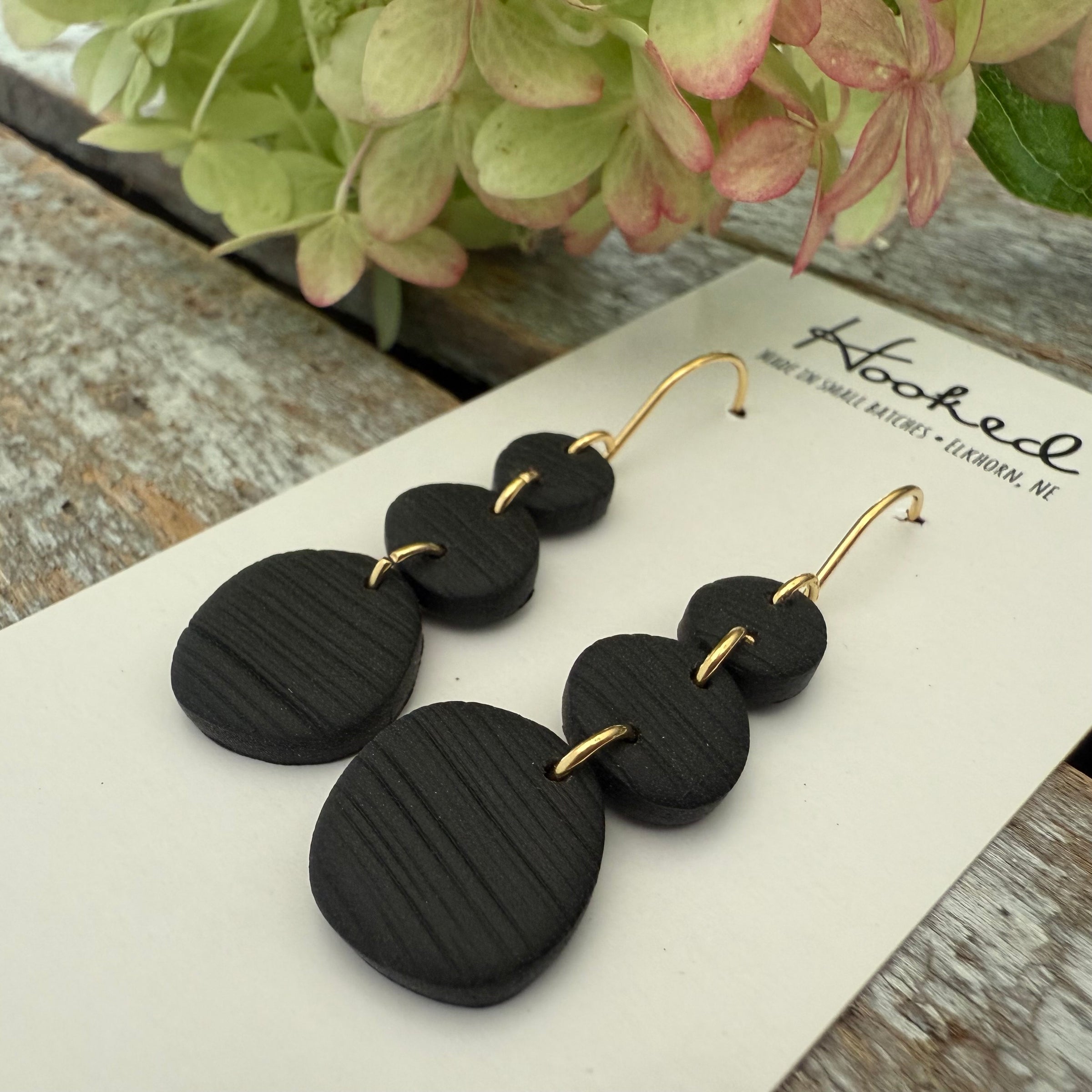 Obsidian Stacked Pebble Earrings