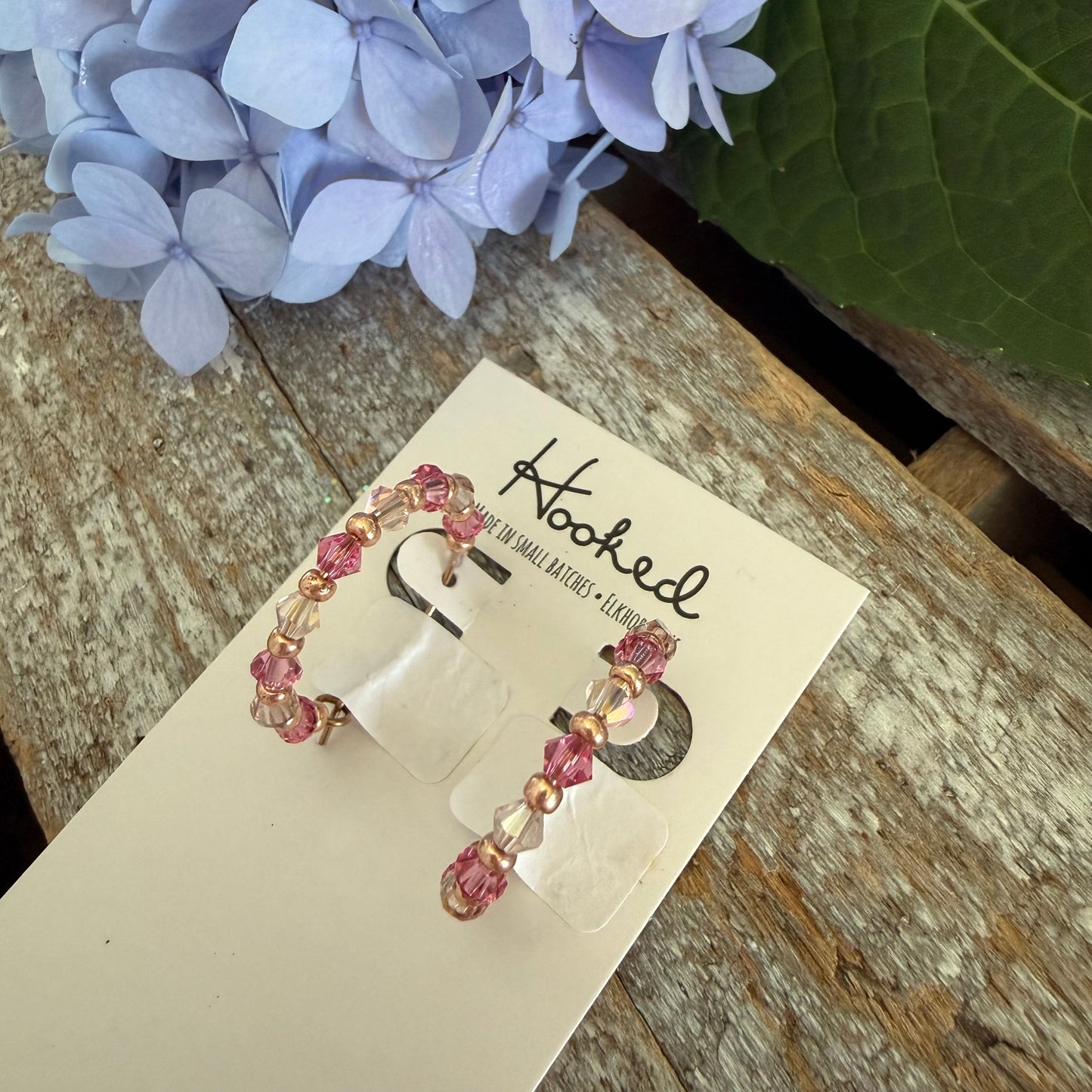 Crystal Beaded Hoop Earrings - Blush & Bashful