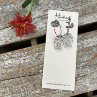 Mirrored Sugar Skull Earrings - Rainbow Hoop