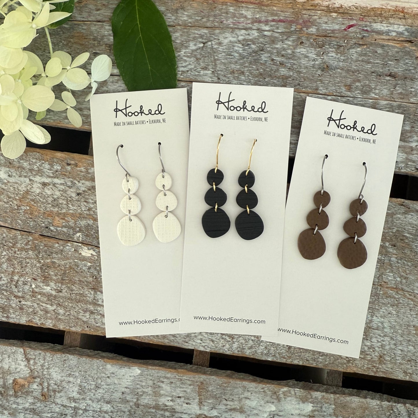 Obsidian Stacked Pebble Earrings