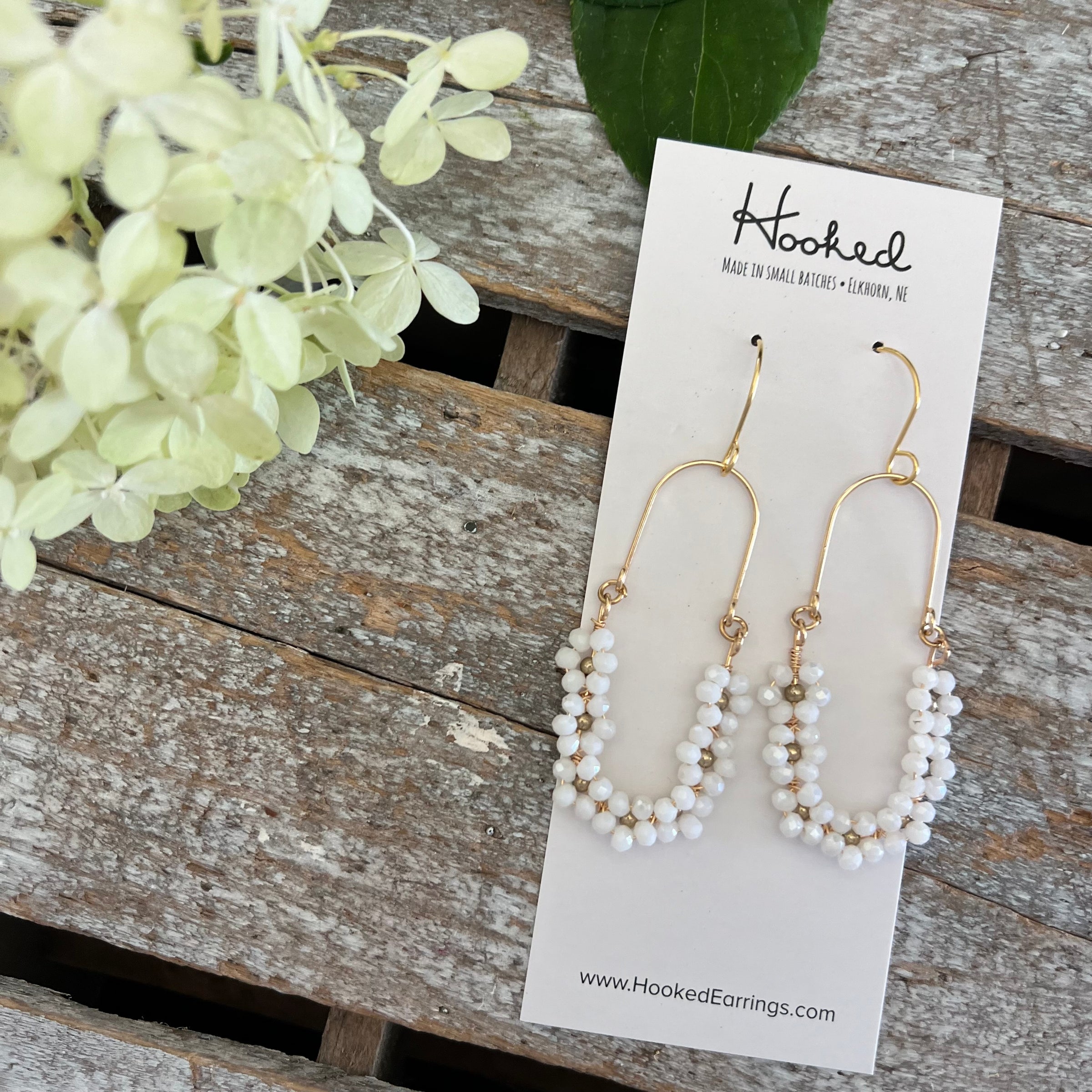Beaded Boho Oval Hoop Earrings - Daisy