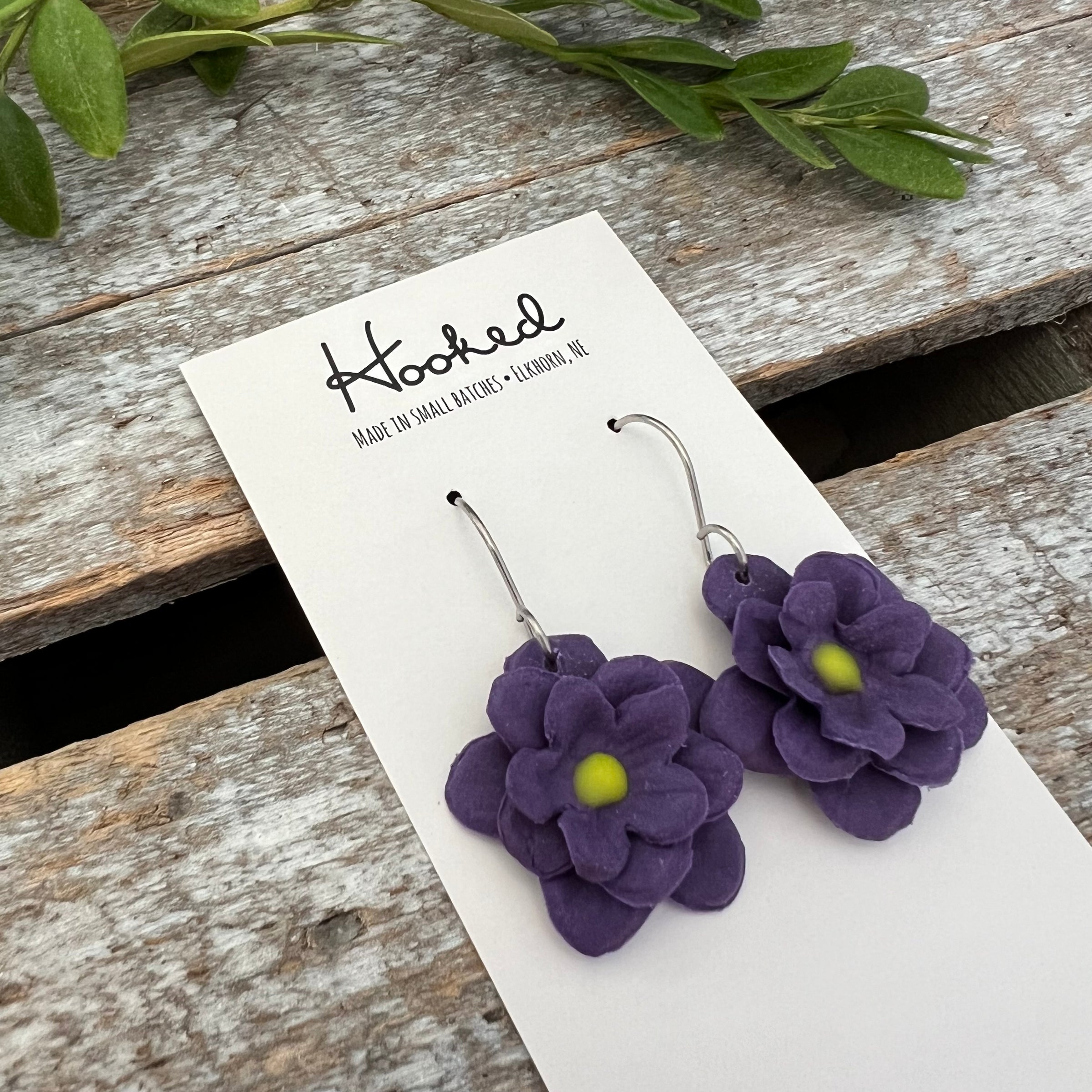 Flower Dangle Earrings in Iris