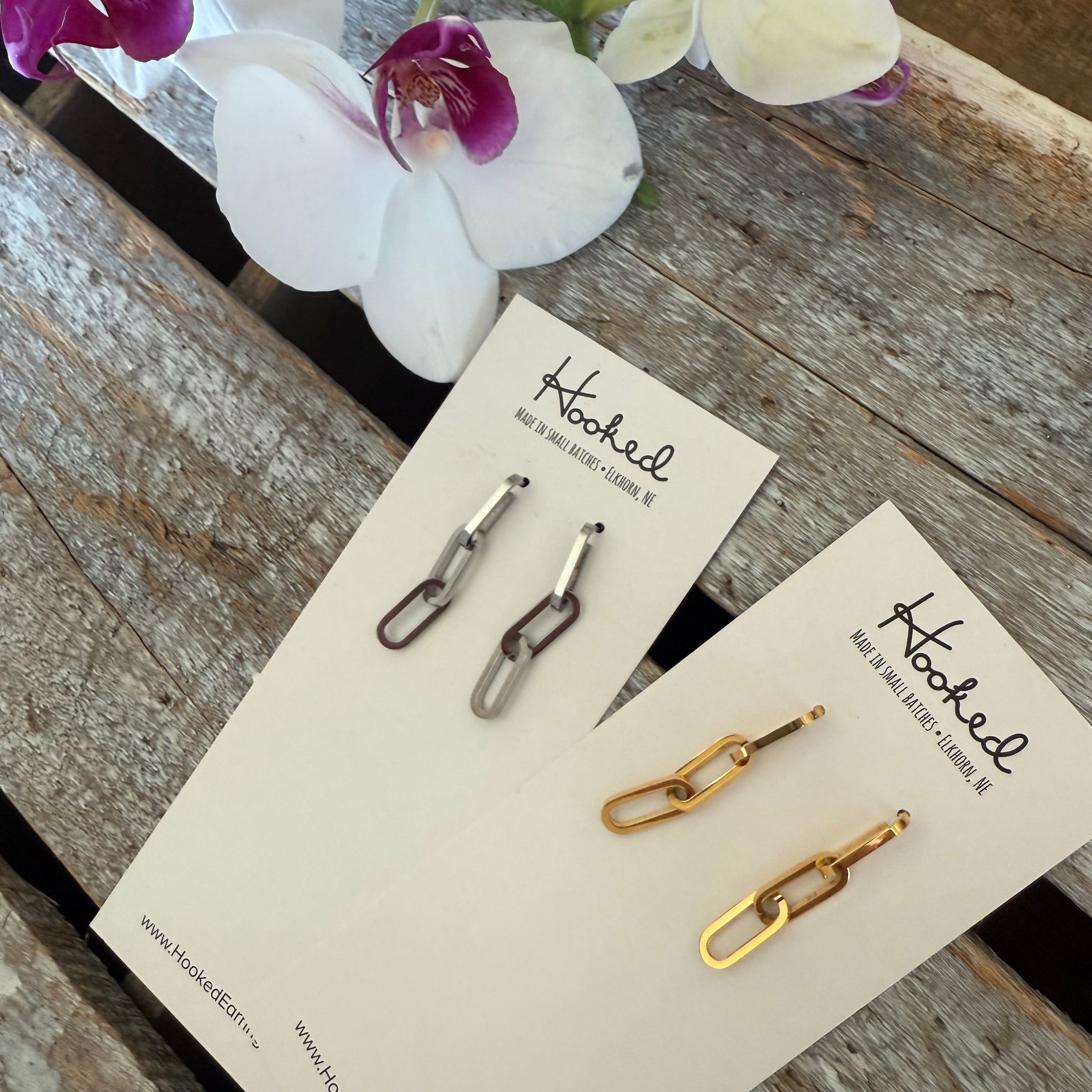 Paper Clip Chain Earrings - Silver