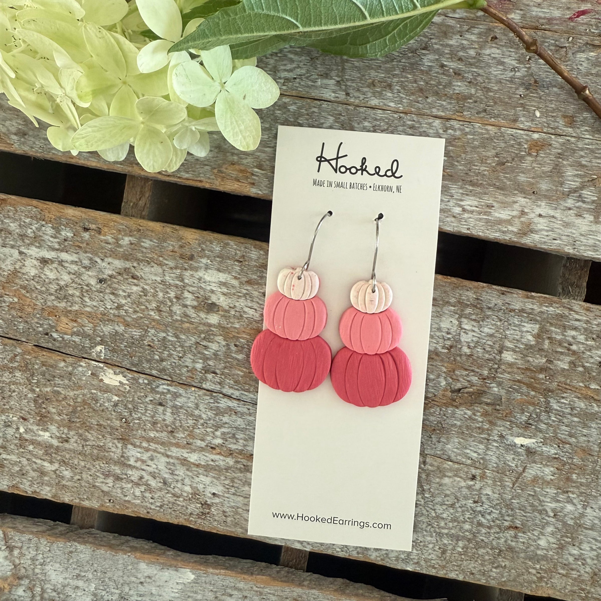 Pink Ombré Stacked Pumpkin Earrings