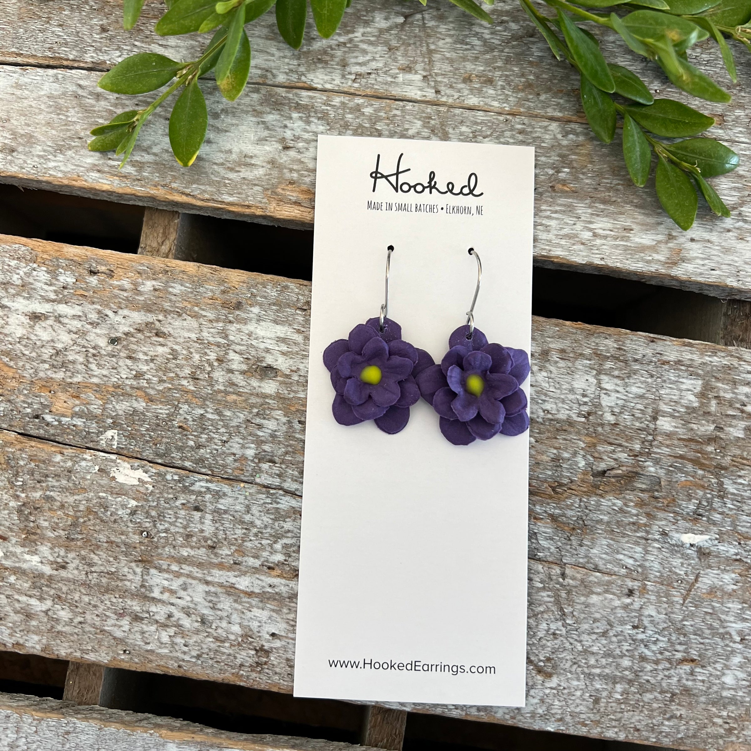 Flower Dangle Earrings in Iris