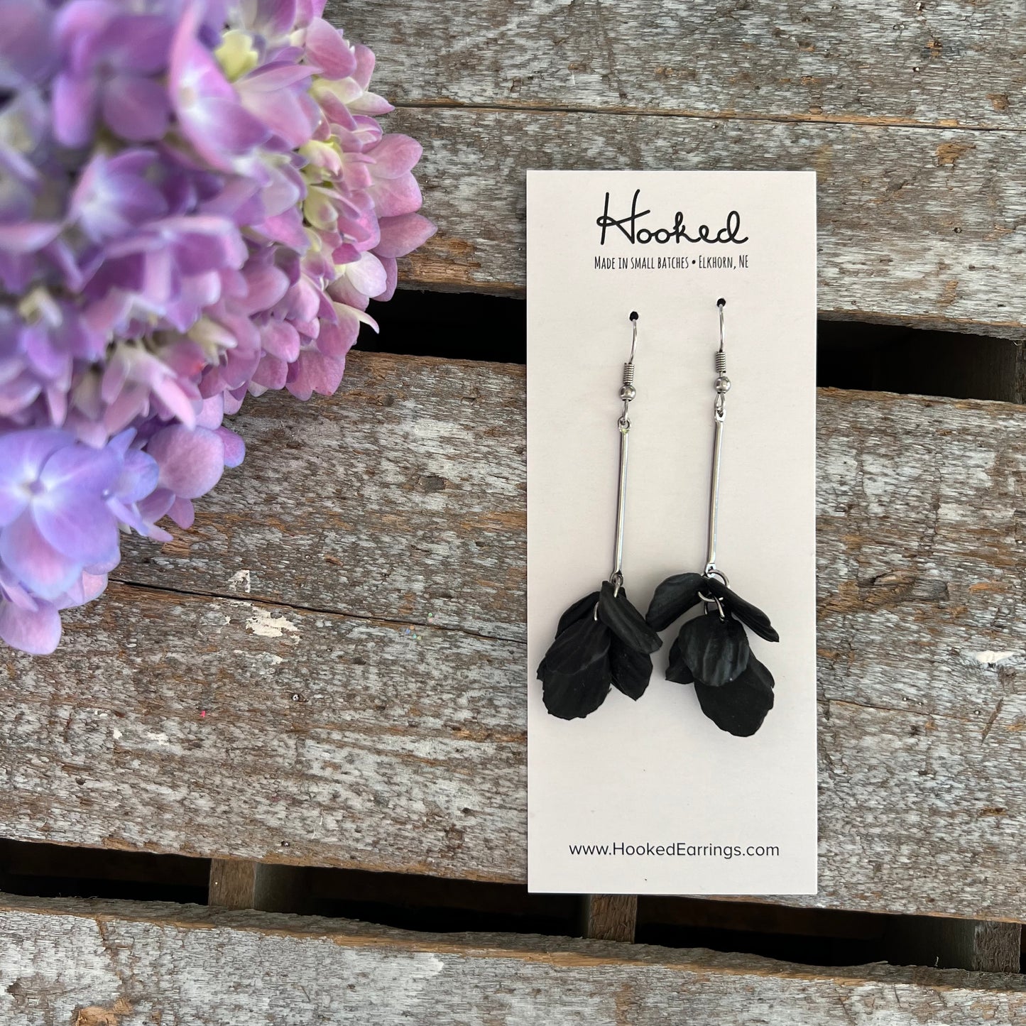 Fallen Petal Earrings in Ebony - Medium/Large