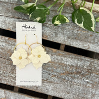 Floral Hoop Earrings in Ivory - Two Sizes