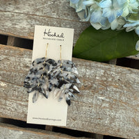 Palm Frond Earrings - Black and White