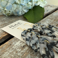 Palm Frond Earrings - Black and White