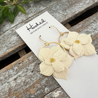 Floral Hoop Earrings in Ivory - Two Sizes