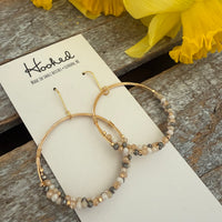 Beaded Wrap Hoop Earrings - Classy Neutrals