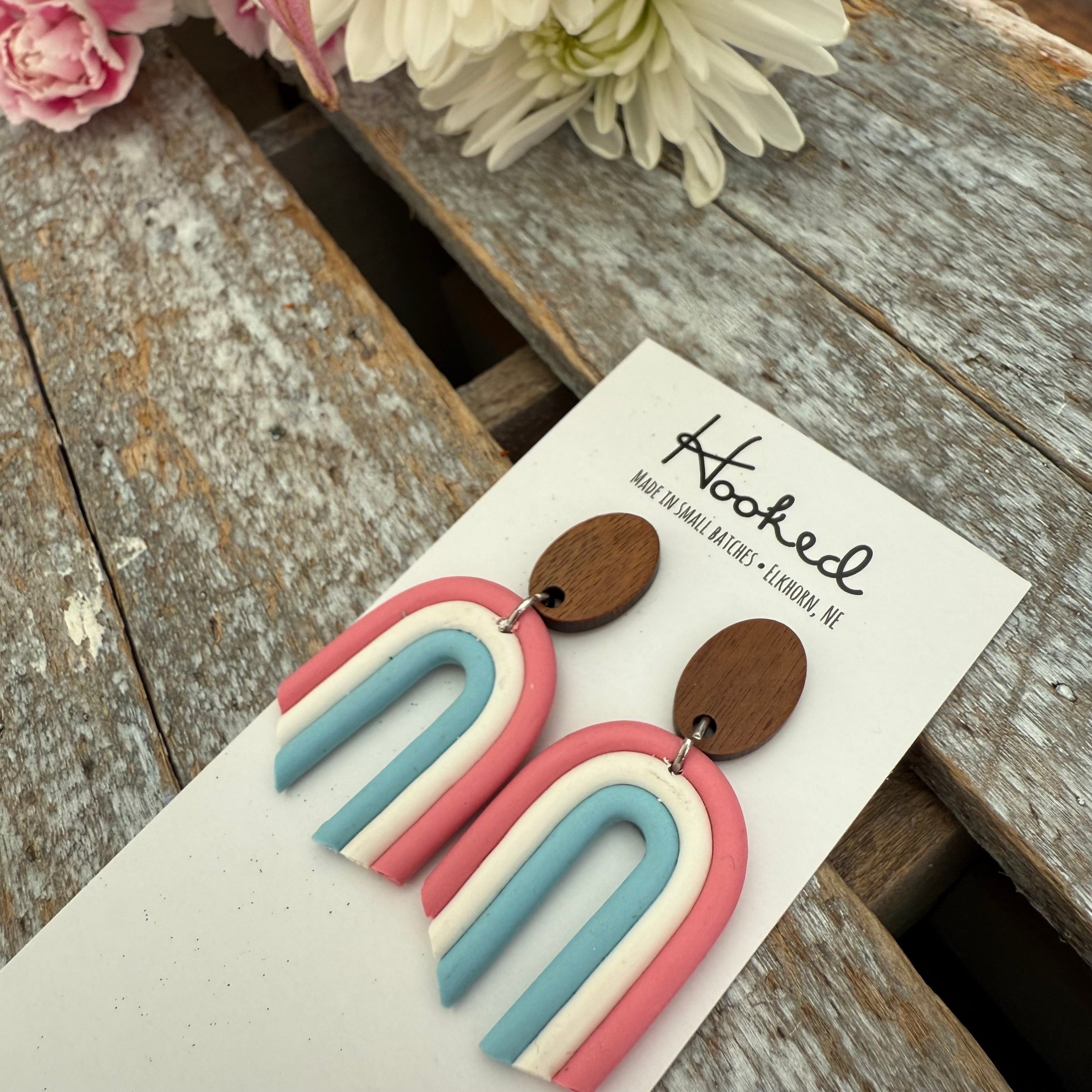 Pink and Blue Rainbow Earrings