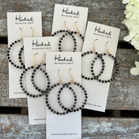 Beaded Hoop Earrings - Onyx - Medium