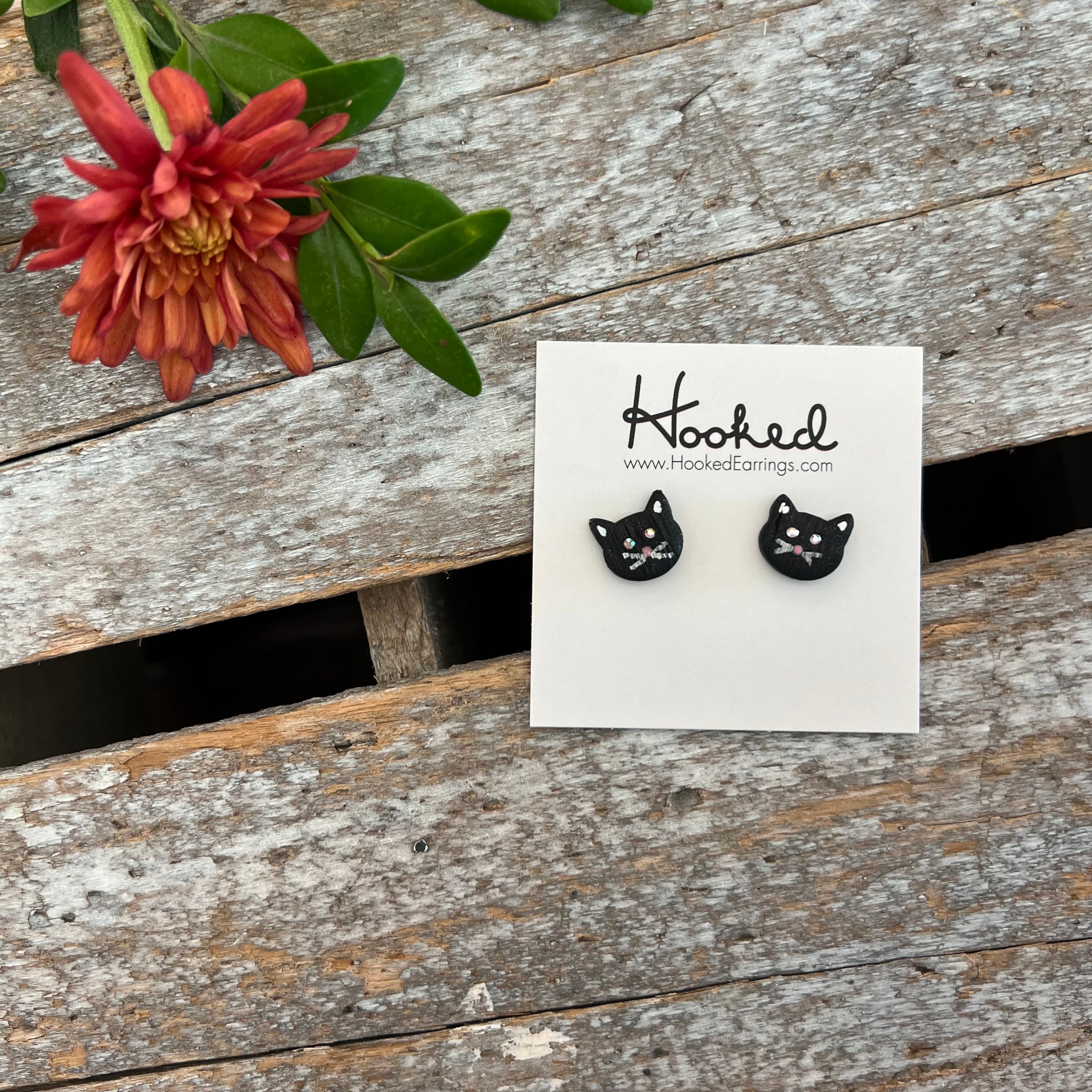 Black Cat Stud Earrings