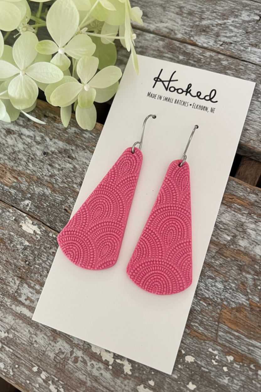 Punch Pink Dangle Earrings - Medium