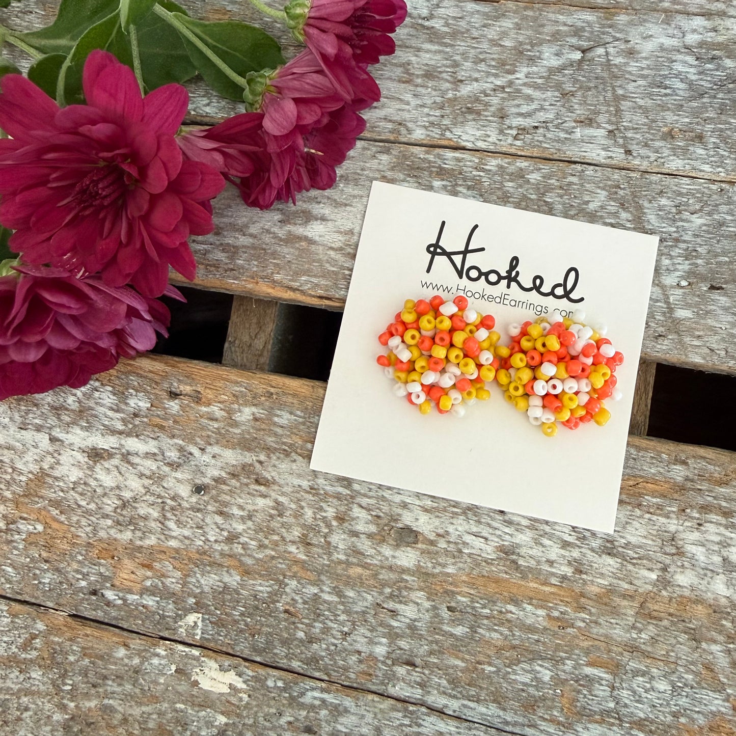 Candy Corn Beaded Stud Earrings