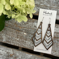 Wooden Deluxe Cutout Earrings - Large Stacked Chevron