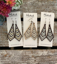 Wooden Deluxe Cutout Earrings - Medium Stacked Chevron