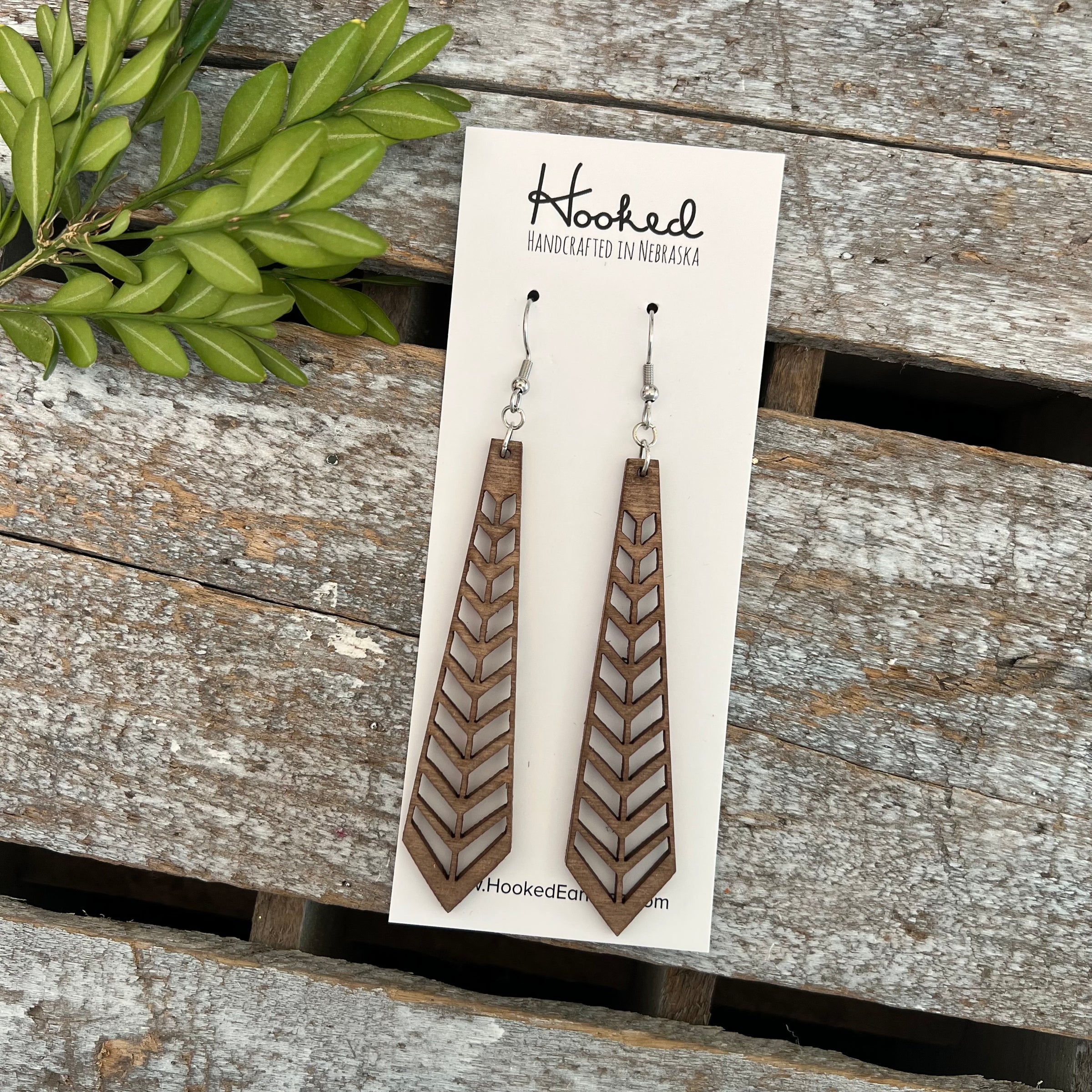 Split Chevron Wooden Deluxe Cutout Earrings - Large