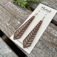 Split Chevron Wooden Deluxe Cutout Earrings - Large