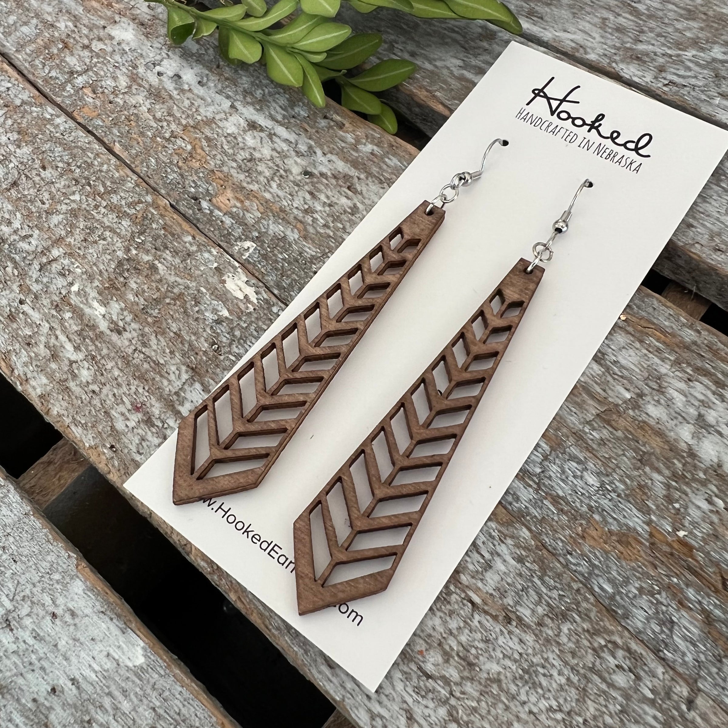 Split Chevron Wooden Deluxe Cutout Earrings - Large