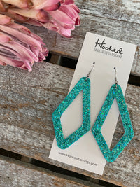 Diamond Cutouts in Iridescent Aquamarine- Large