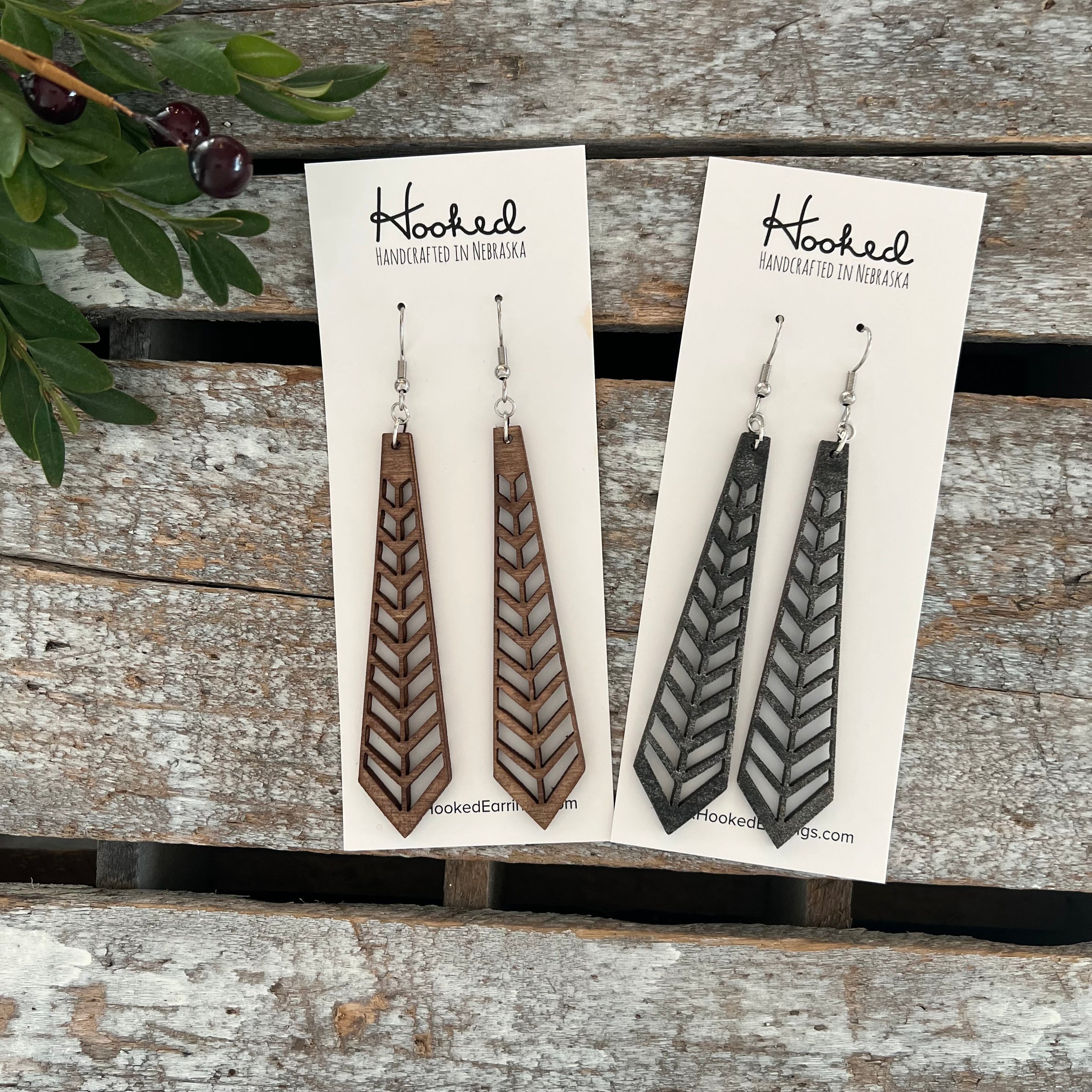 Split Chevron Wooden Deluxe Cutout Earrings - Large
