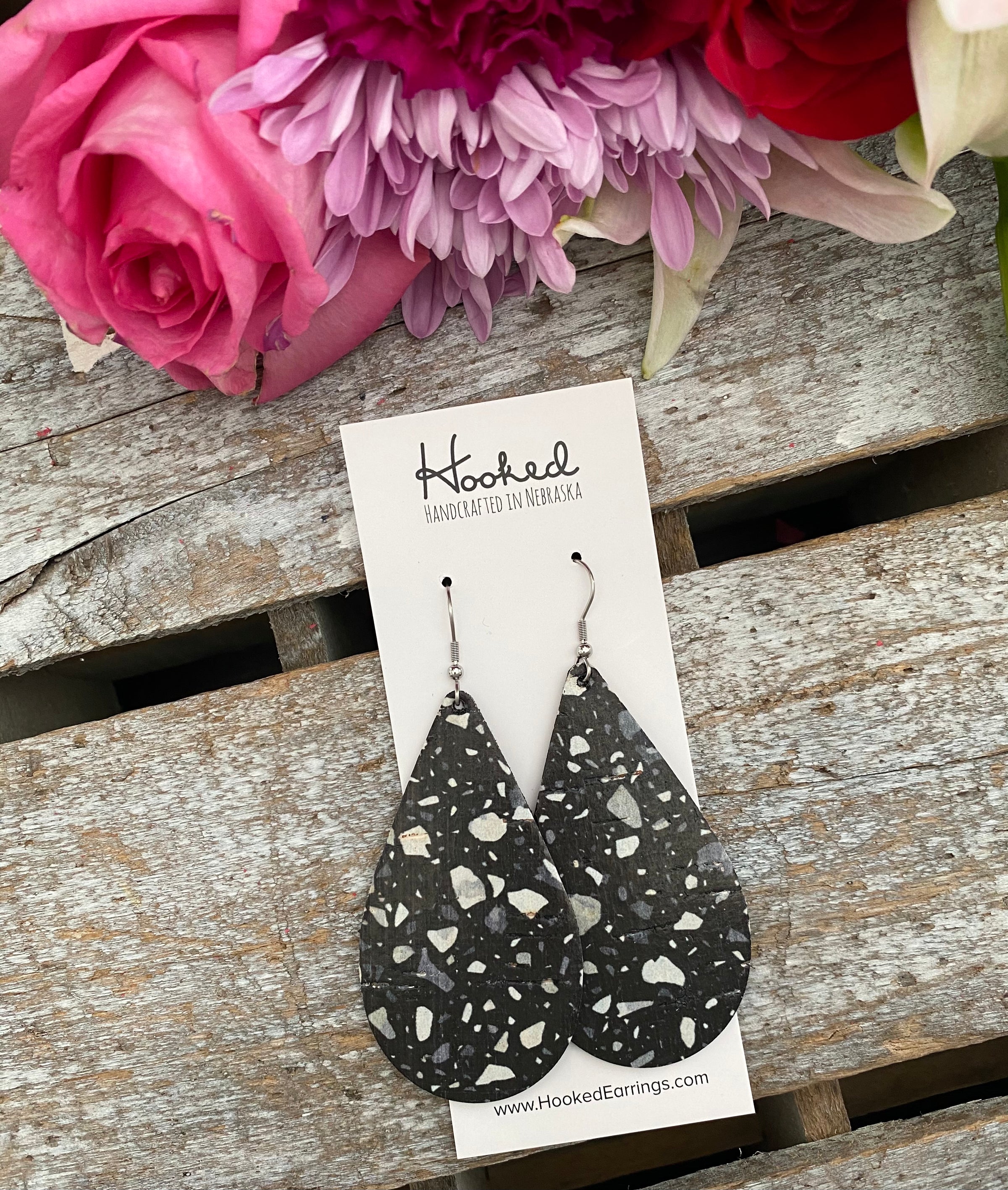 Black Granite Cork Teardrops - Large