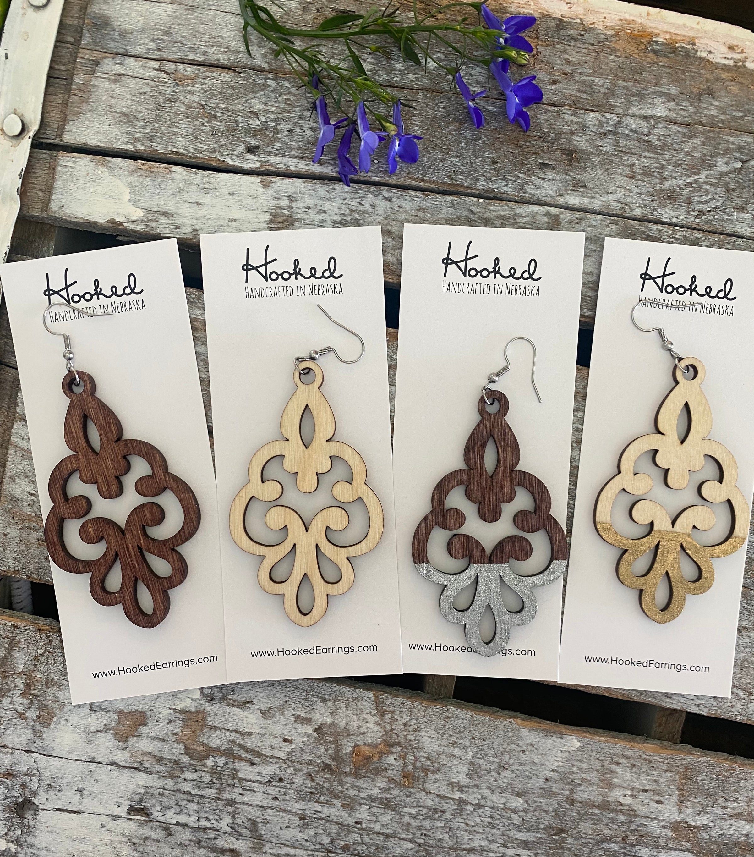 Wooden Deluxe Cutout Earrings - Large/XL Filigree