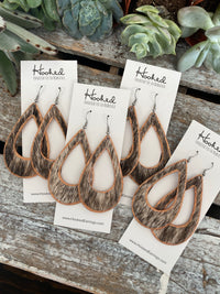 Salt and Pepper Speckled Cowhide Teardrop Cutouts // Rose Gold Edged - Large, HAIR ON