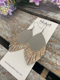 Glitter Dipped Cloud Gray Fringe Petals - Large