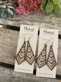 Wooden Deluxe Cutout Earrings - Medium Stacked Chevron