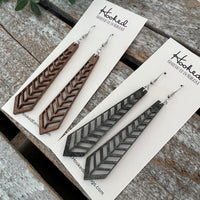 Split Chevron Wooden Deluxe Cutout Earrings - Large