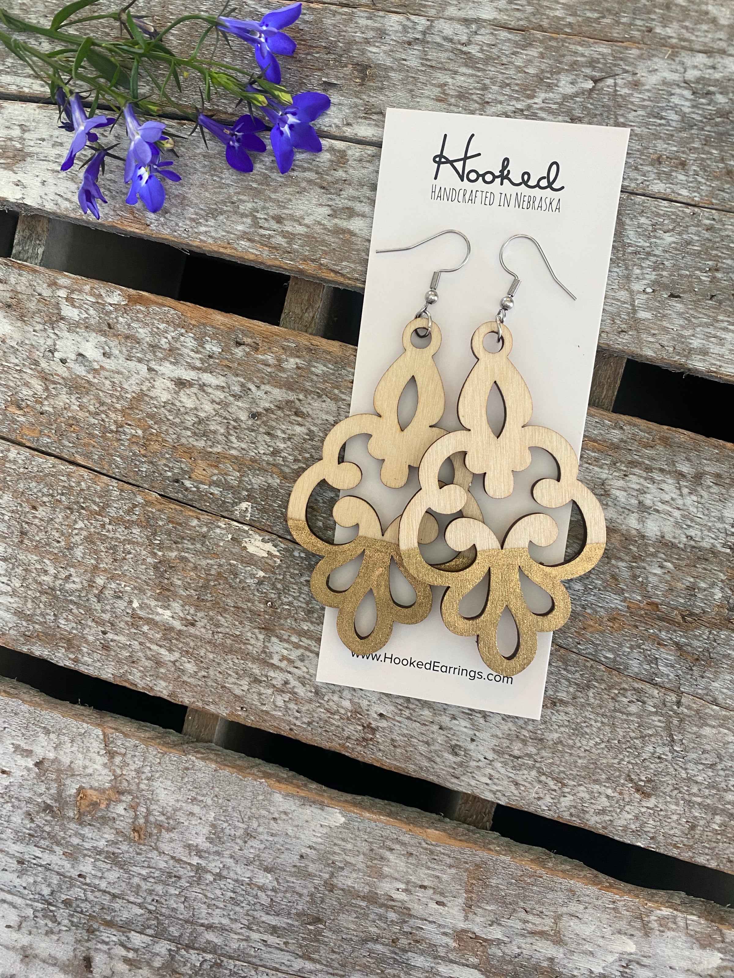Wooden Deluxe Cutout Earrings - Large/XL Filigree