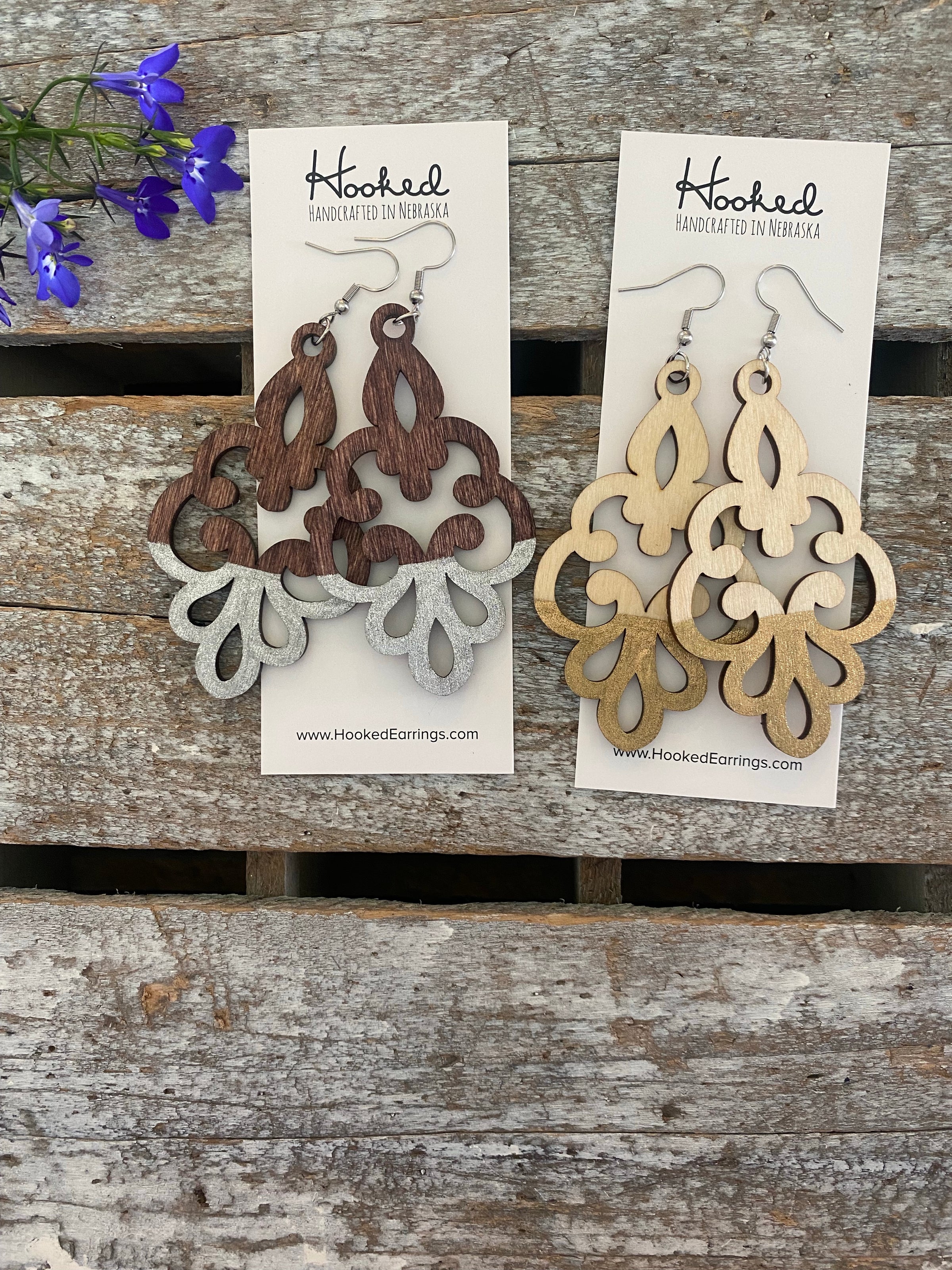 Wooden Deluxe Cutout Earrings - Large/XL Filigree