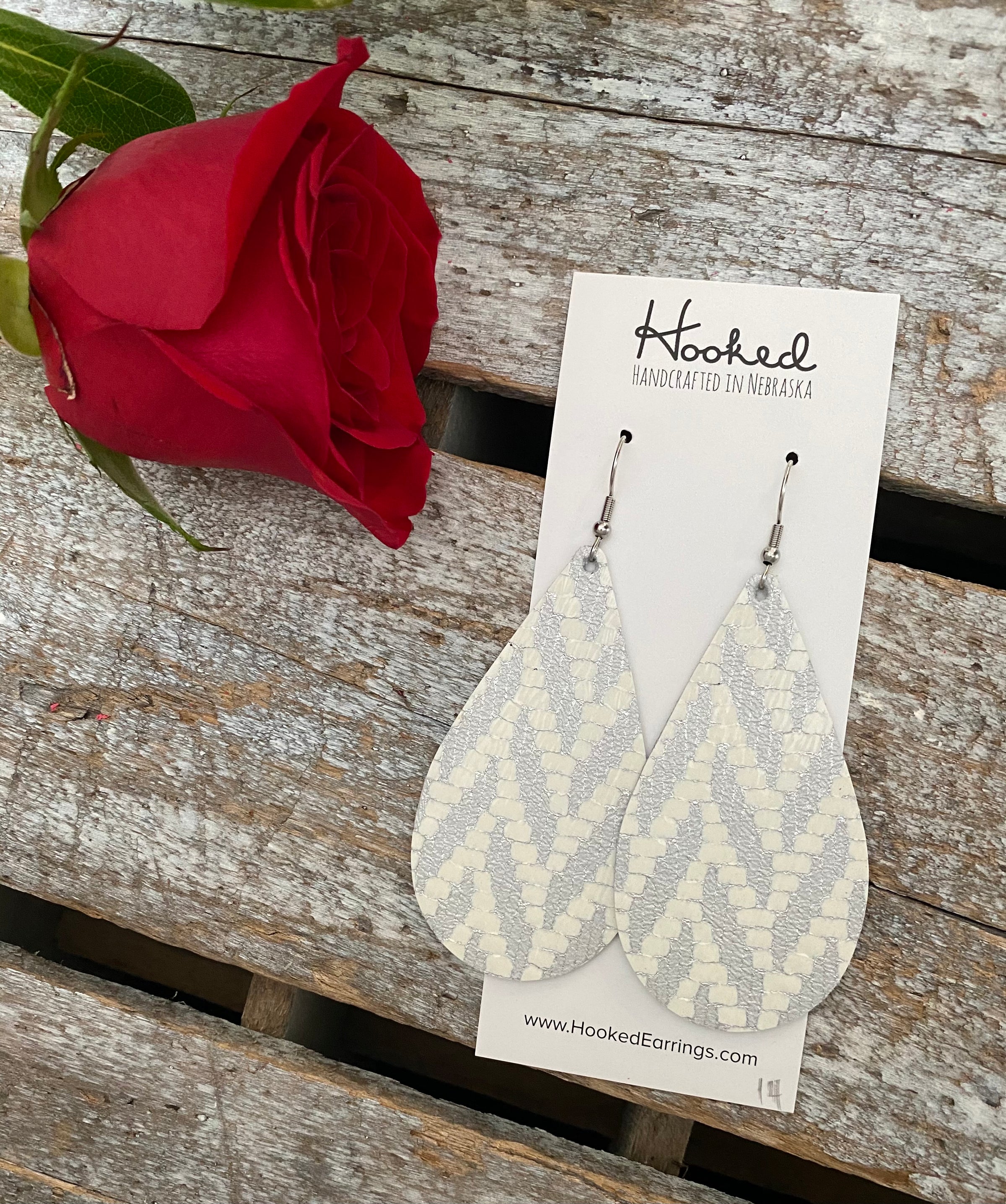 Sparkly Silver Chevron Teardrops - Large