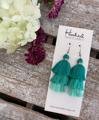 Jade Ombré Tassel Earrings - Medium