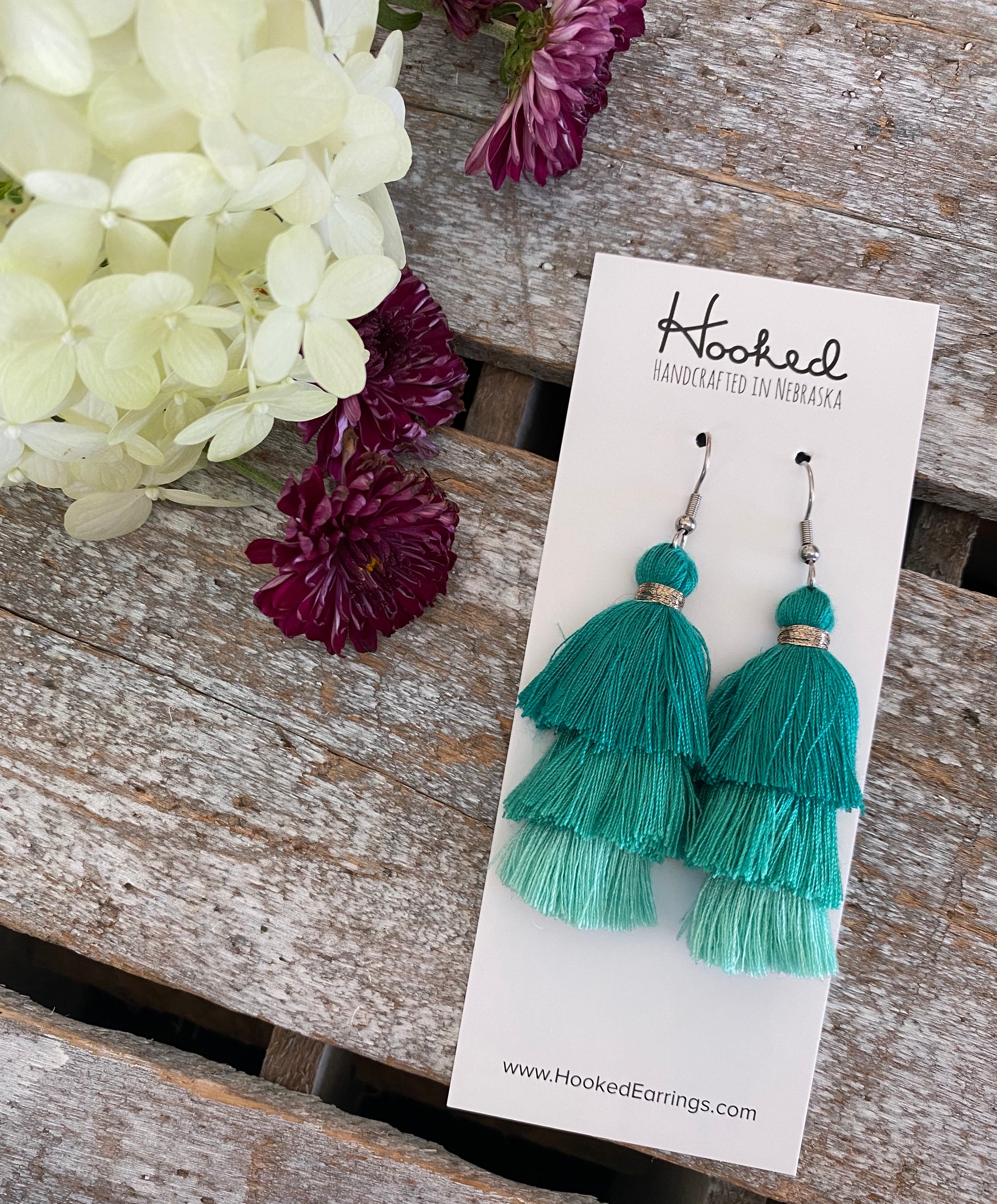 Jade Ombré Tassel Earrings - Medium