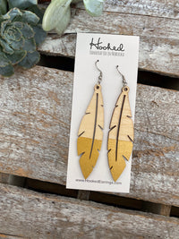 Dipped Wooden Feather Earrings - Large