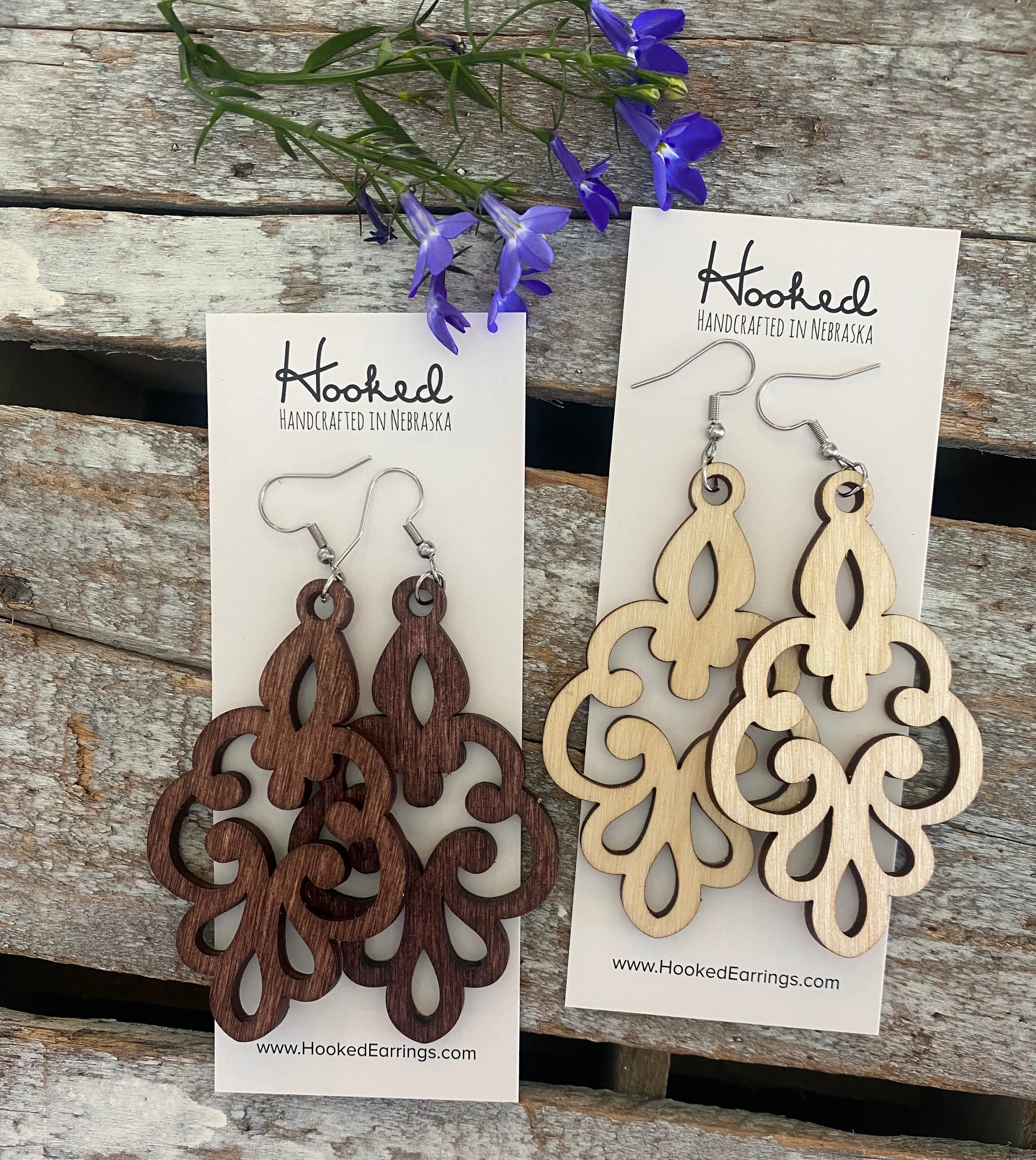 Wooden Deluxe Cutout Earrings - Large/XL Filigree