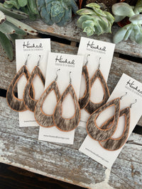 Salt and Pepper Speckled Cowhide Teardrop Cutouts // Rose Gold Edged - Large, HAIR ON