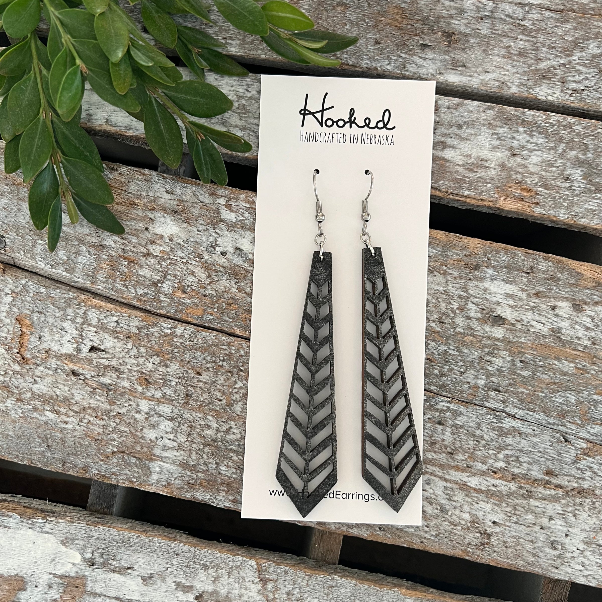 Split Chevron Wooden Deluxe Cutout Earrings - Large