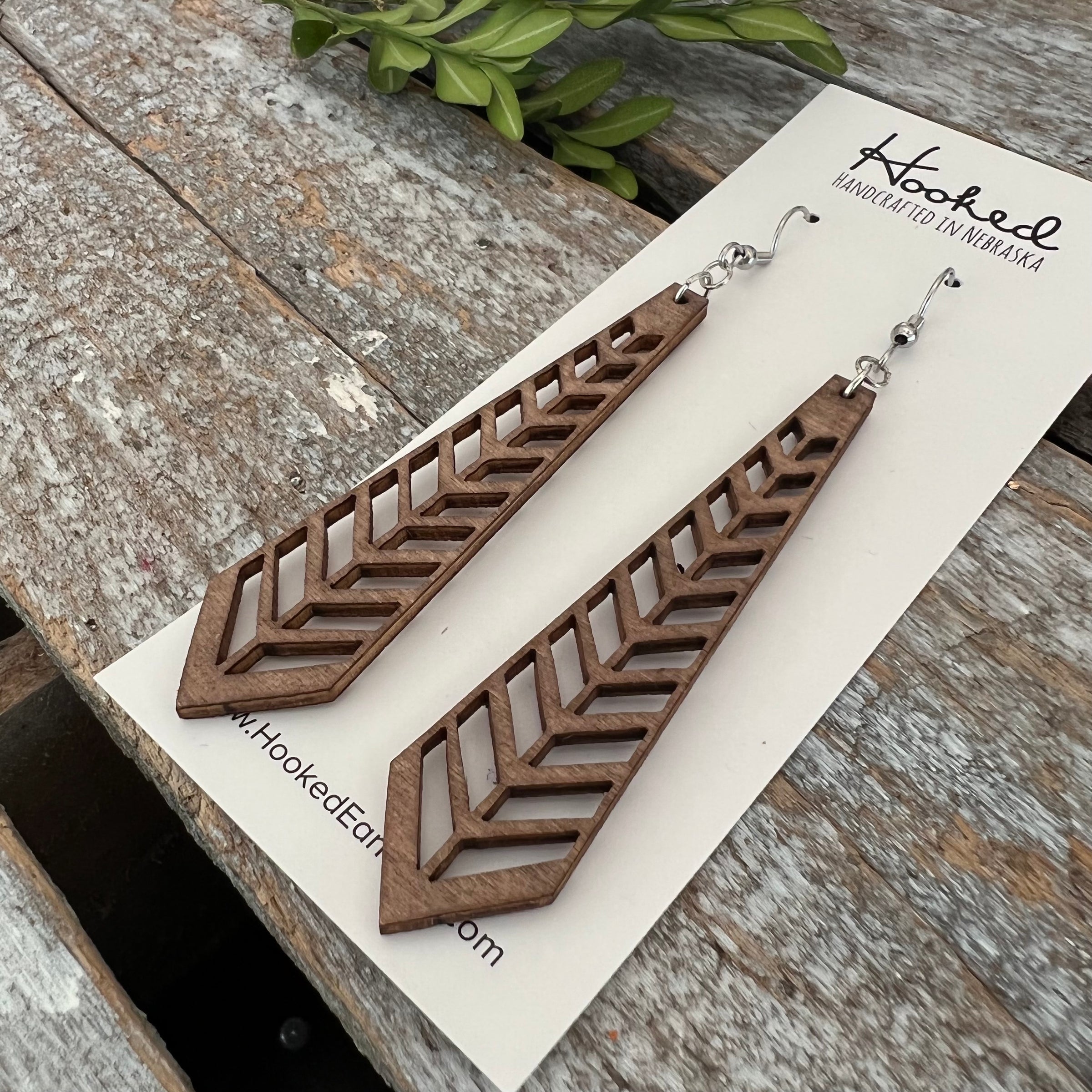 Split Chevron Wooden Deluxe Cutout Earrings - Large