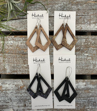Wooden Cutout Earrings - Medium/Large Diamond