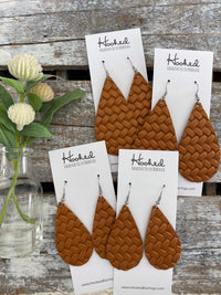 Cognac Braided Teardrops - Large