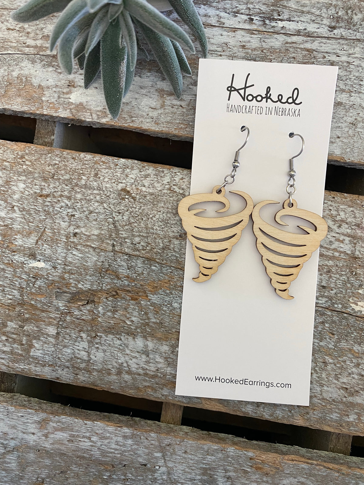 Wooden Cutout Earrings - Tornado - Custom Colors