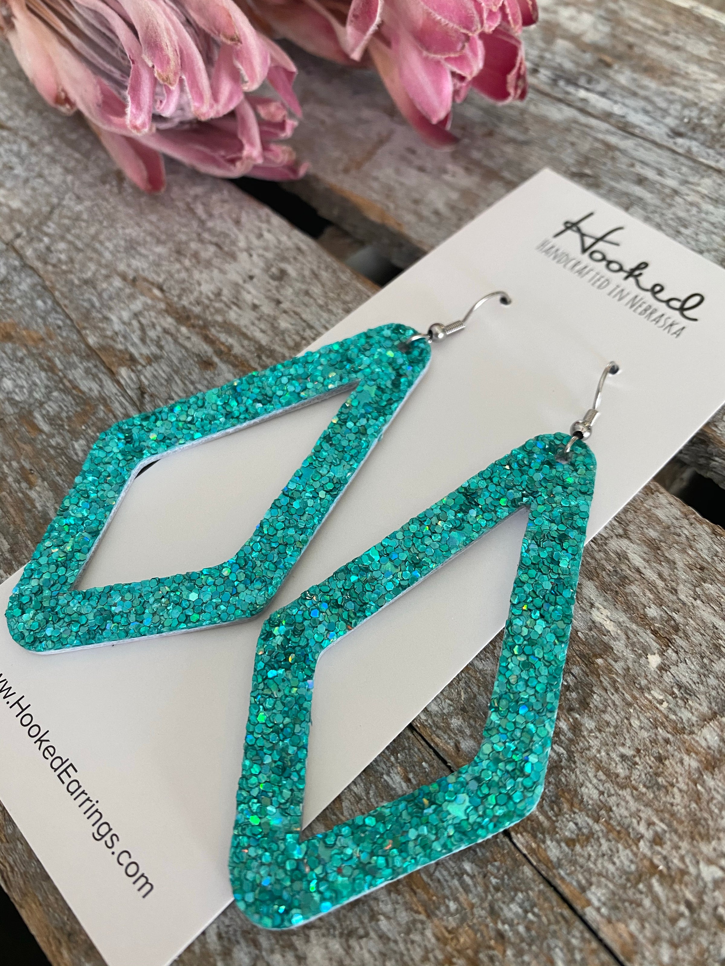 Diamond Cutouts in Iridescent Aquamarine- Large