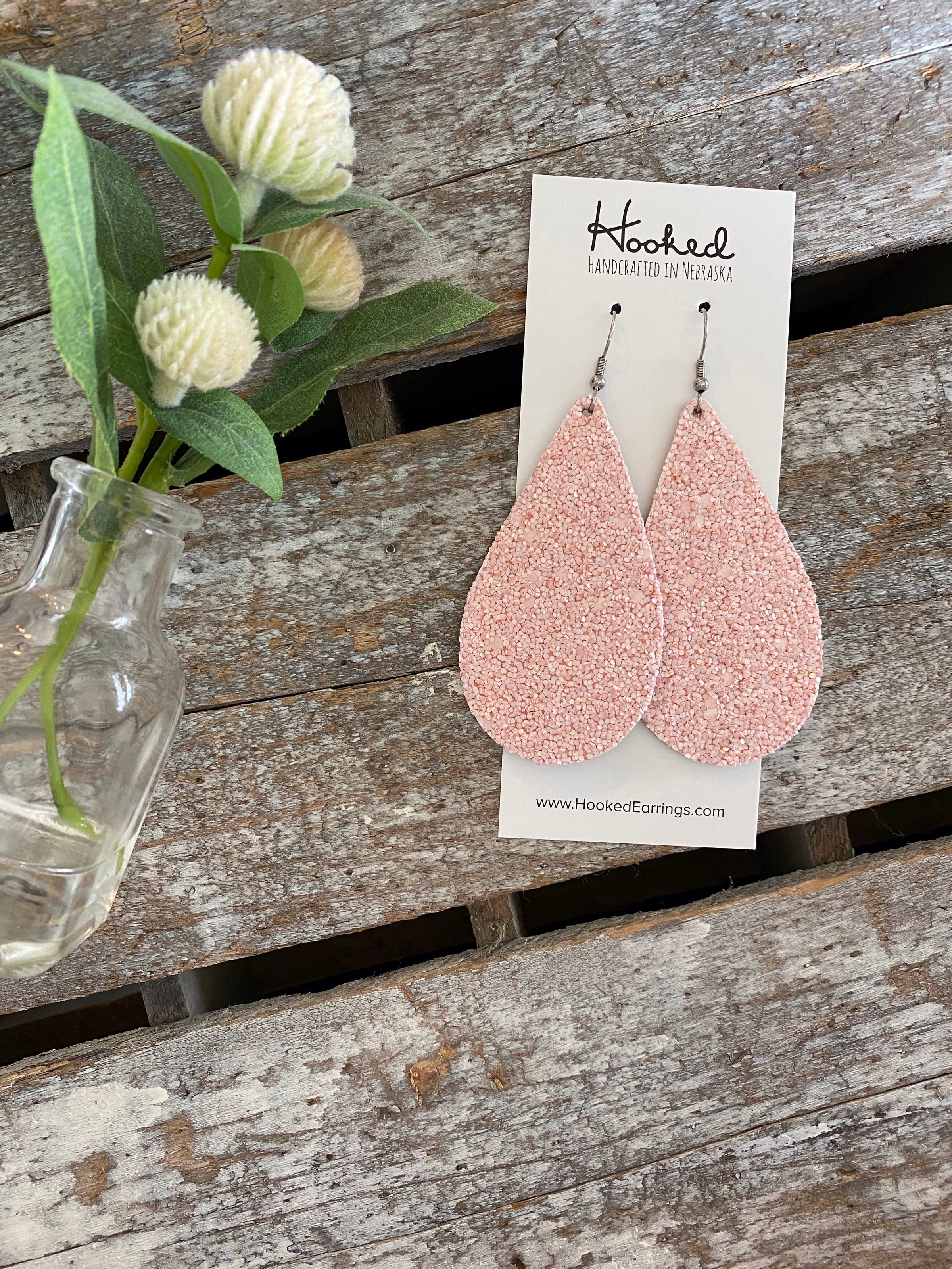 Beautiful Blush Glitter Teardrops - Large