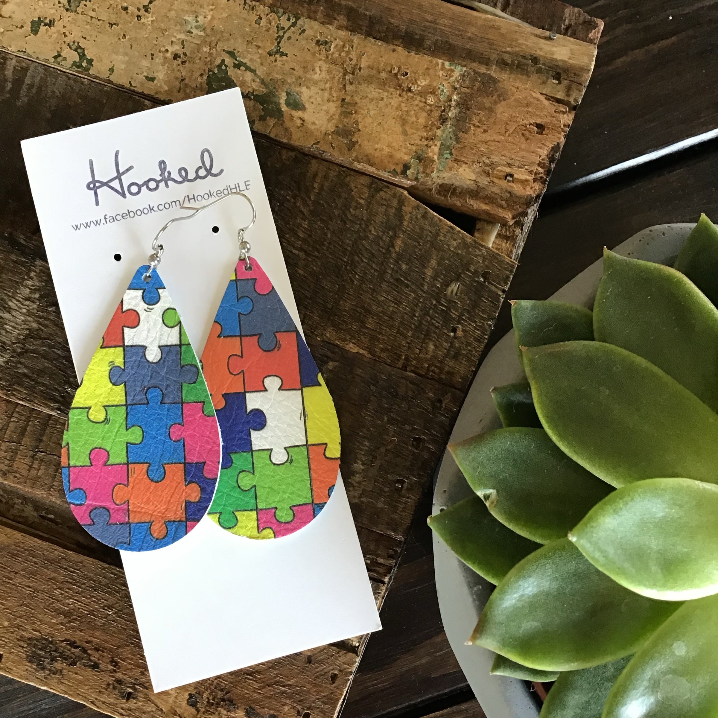 Puzzle Piece Teardrops (Multi) - Large